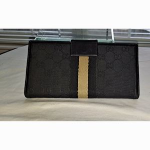 Gucci GG Monogram Web Long Bifold Clutch Wallet